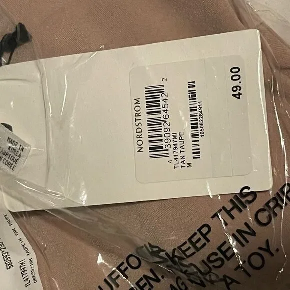 Leith V-Neck Shirred Rib Tan Taupe ultra Soft Body-con Dress Size : M NWT - Picture 8 of 8